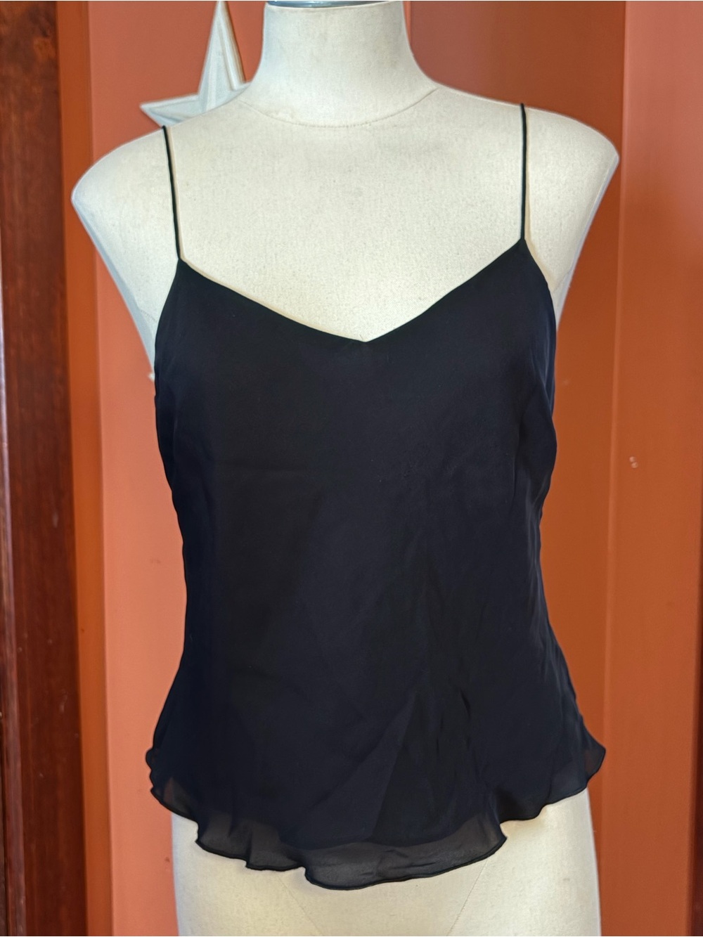 Ann Taylor Black %100 Silk Spaghetti Strap Camisole